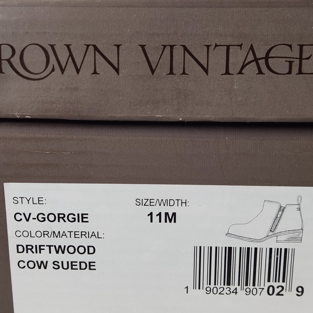 Crown Vintage Booties Women Size 11 Driftwood Suede Gorgie Ankle Boots - Picture 8 of 8